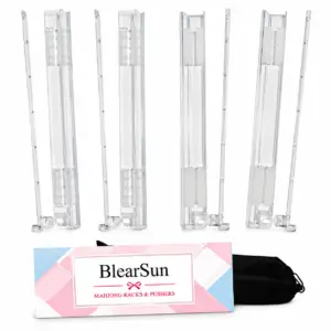 Set of four clear American mahjong racks and pushers with BlearSun packaging